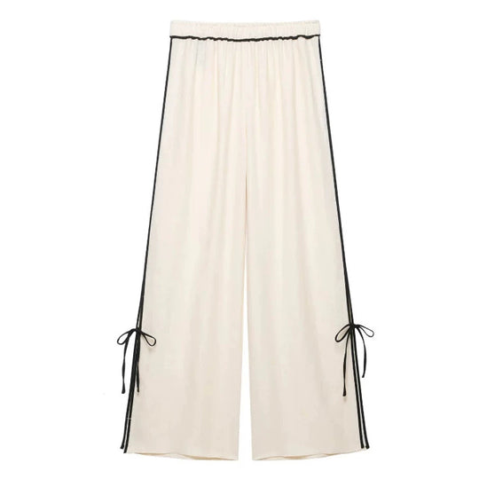 Damen Weite plissierte Loungehose mit elastischem Bund Nord Taschen