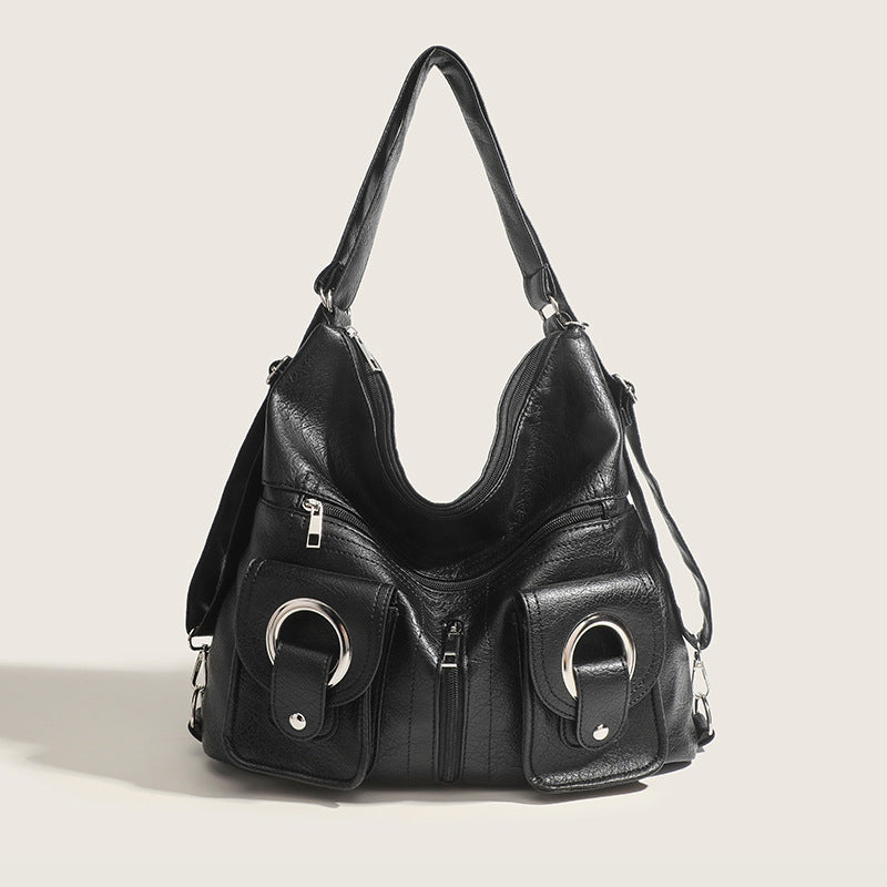 Damen Hobo-Tasche mit innovativem Faltendesign und dekorativen Ringgriffen Nord Taschen