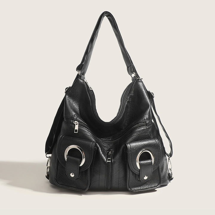 Damen Hobo-Tasche mit innovativem Faltendesign und dekorativen Ringgriffen Nord Taschen