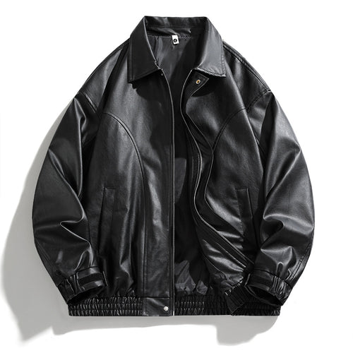 Herren lässige Kunstlederjacke mit elastischem Bund Fudus Avellé