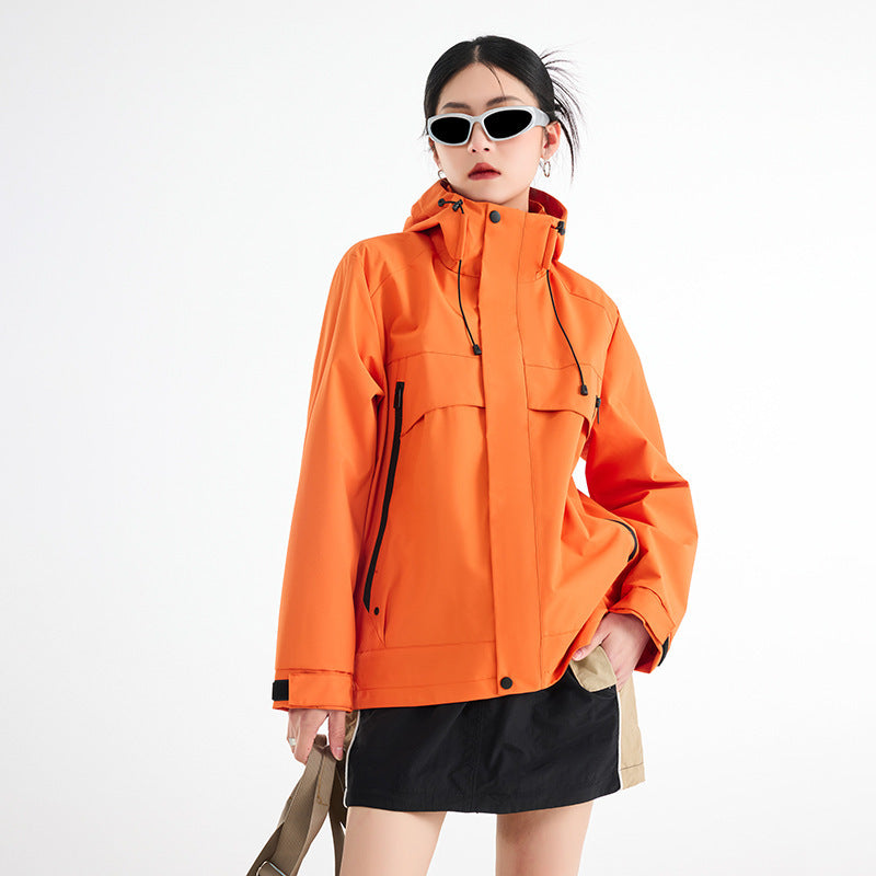 Damen technische wasserdichte Oversize-Parka mit Kapuze und verdeckten Reißverschlusstaschen Nord Taschen