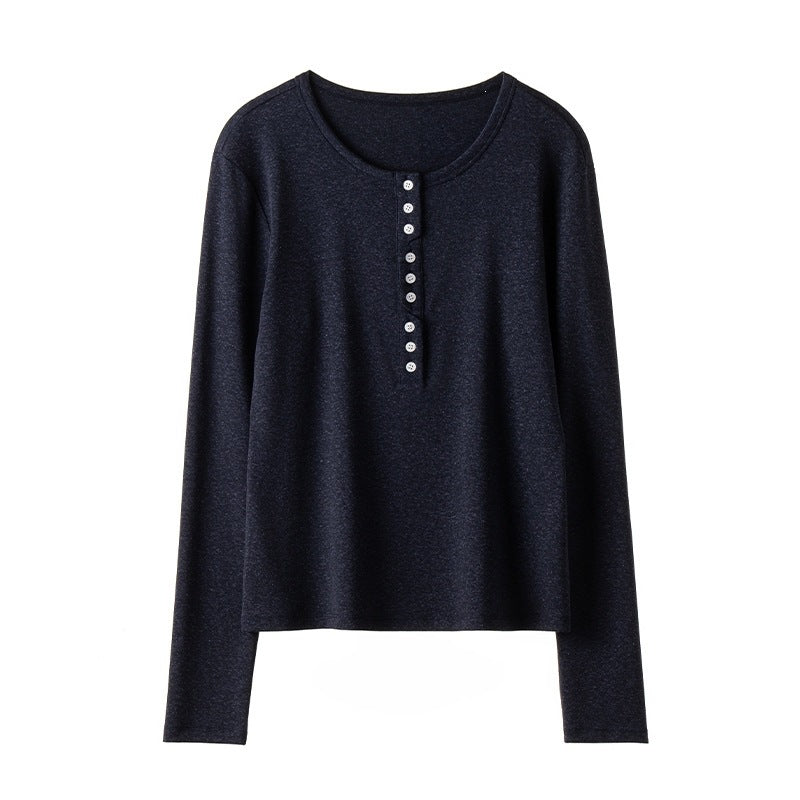 Damen Langärmeliges Henley-Shirt aus feinem Jersey mit dekorativer Knopfleiste Nord Taschen