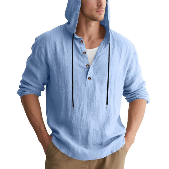 Herren lässiges Kapuzenhemd mit Knopfleiste und hochwertigem Baumwollmaterial