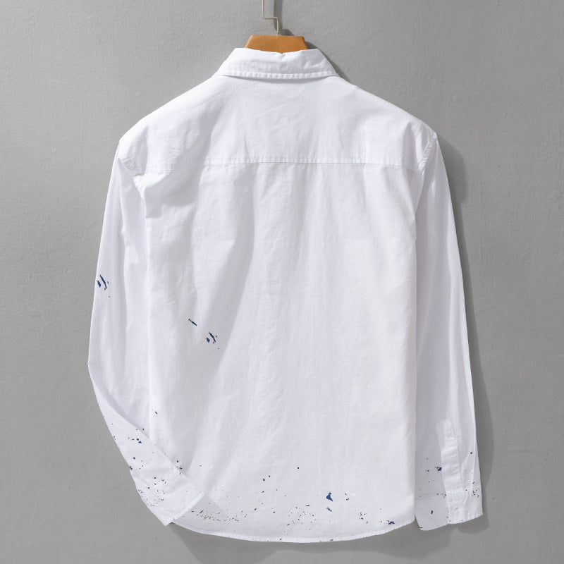 Herren Hemd mit künstlerischem Paint-Splatter und klassischem Kentkragen Nord Taschen