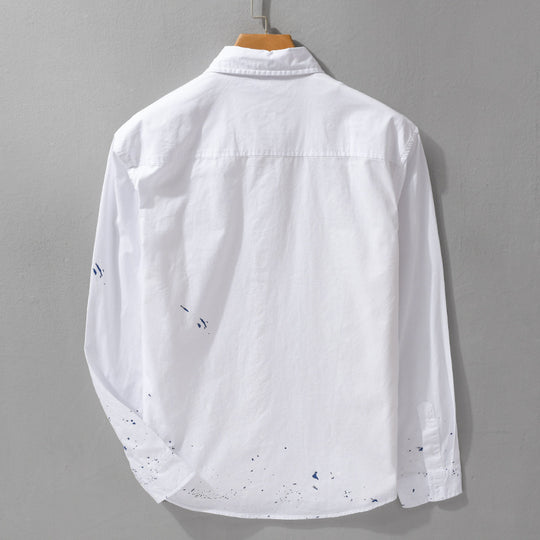 Herren Hemd mit künstlerischem Paint-Splatter und klassischem Kentkragen Nord Taschen