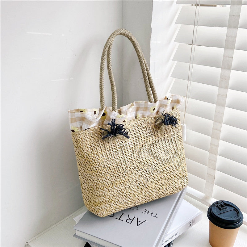 Damen Strandtasche mit blumigen Akzenten und robusten Tragegriffen Nord Taschen