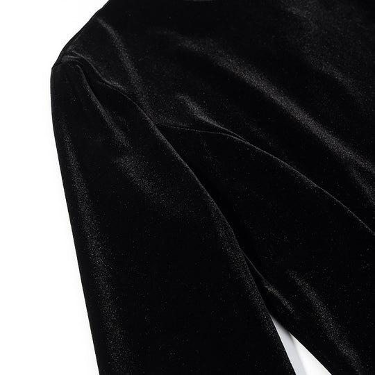 Damen Samtbluse mit Spitzen-Insert und asymmetrischem Spitzensaum Nord Taschen