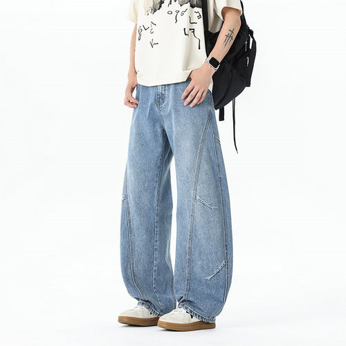 Herren Extraweite Baggy-Jeans mit tiefem Schritt und markanten Kontrastnähten Nord Taschen
