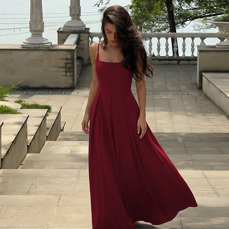 Damen Fließendes Maxikleid mit schmalen Spaghettiträgern und elegantem Schnitt