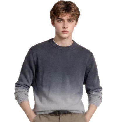 Herren Feinstrick-Pullover mit Dip-Dye-Effekt und Rundhalsausschnitt Nord Taschen