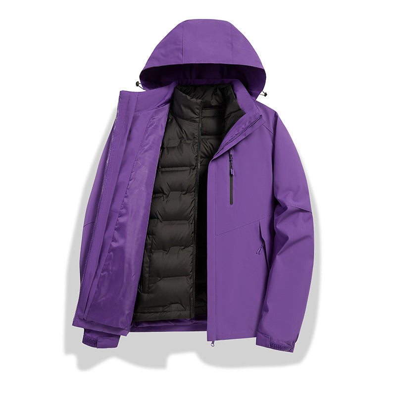 Damen 2-in-1 wasserdichte Winterjacke mit abnehmbarer Daunen-Innenweste Nord Taschen