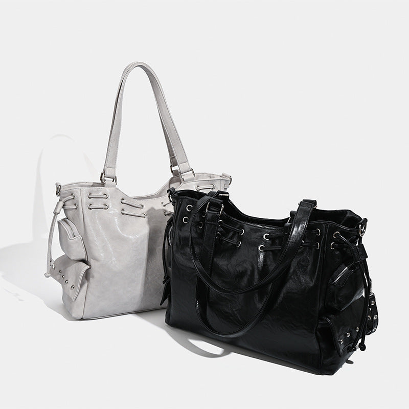 Damen Handtasche mit dekorativer Schnürung und abnehmbarem Schulterriemen Nord Taschen