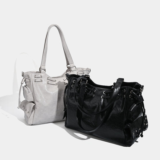 Damen Handtasche mit dekorativer Schnürung und abnehmbarem Schulterriemen Nord Taschen