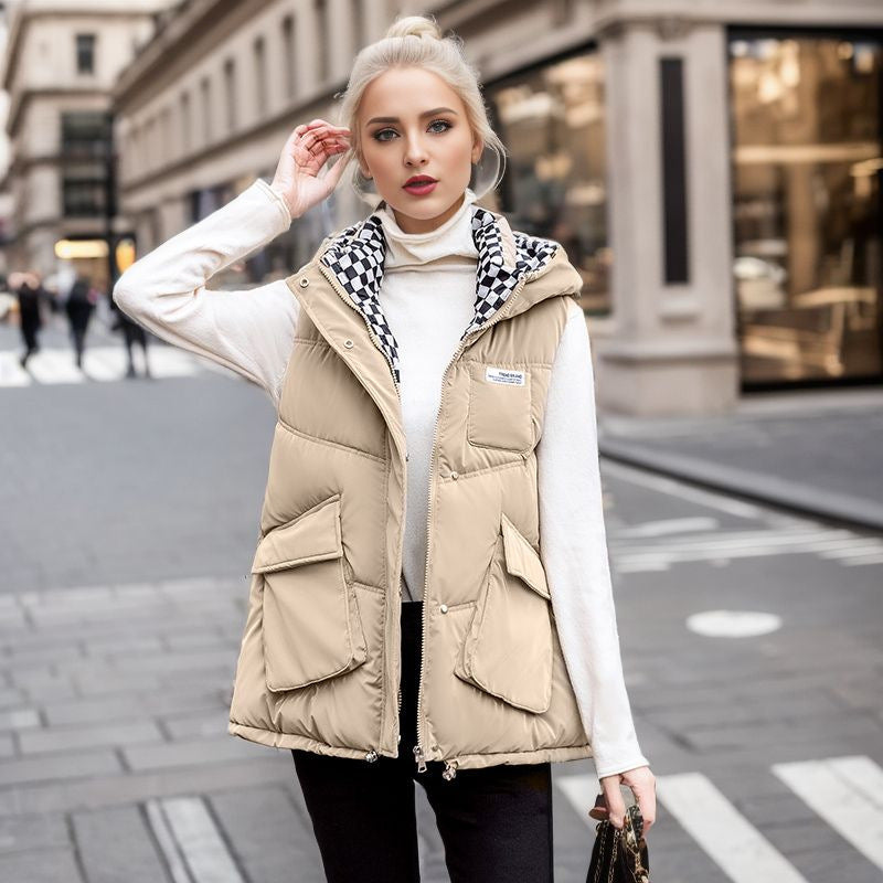 Damen gesteppte Winterweste mit verstellbarer Kapuze und praktischen Taschen Nord Taschen