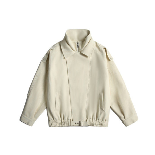 Unisex Kurz geschnittene Boxy-Blousonjacke mit Funnelkragen, Epauletten und Taillengürtel Nord Taschen