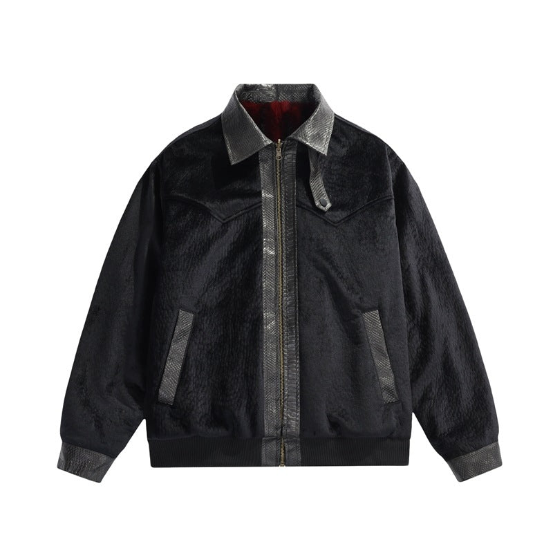 Herren Teddy-Fleece-Boxy-Jacke mit Hemdkragen, durchgehendem Metallreißverschluss & geripptem Saum Nord Taschen