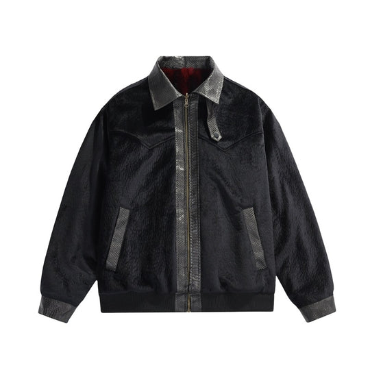 Herren Teddy-Fleece-Boxy-Jacke mit Hemdkragen, durchgehendem Metallreißverschluss & geripptem Saum Nord Taschen