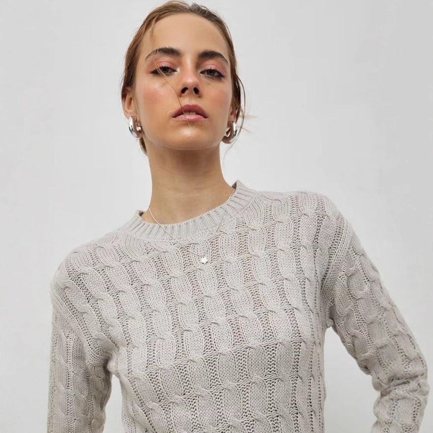 Damen Eleganter Strickpullover mit Zopfmuster Nord Taschen