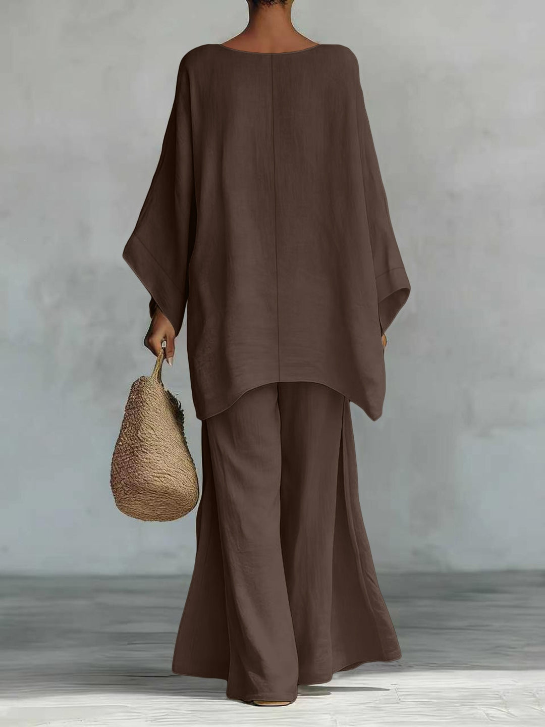 Damen Lässiges Oversize-Kaftanoberteil mit weiten Palazzohosen Nord Taschen