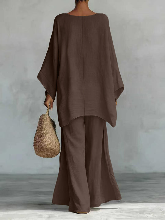 Damen Lässiges Oversize-Kaftanoberteil mit weiten Palazzohosen Nord Taschen