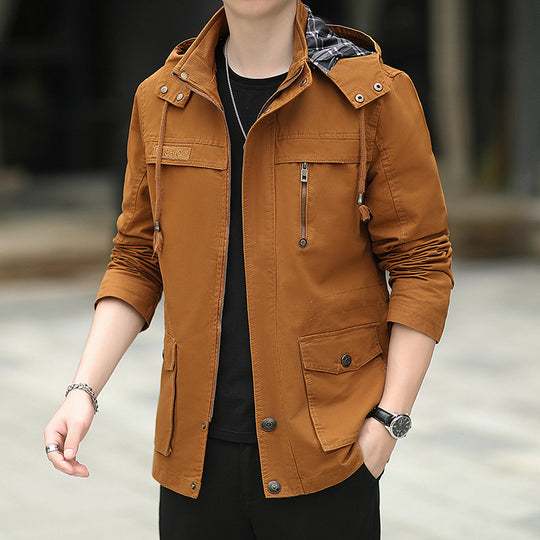 Herren leichter Canvas-Parka im Field-Style mit Kapuze und Multifunktions-Taschen Nord Taschen