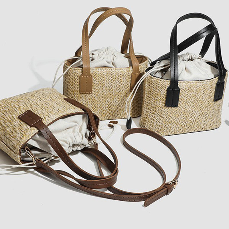 Damen Strandtasche mit geflochtenem Design und praktischer Kordelzugöffnung Nord Taschen