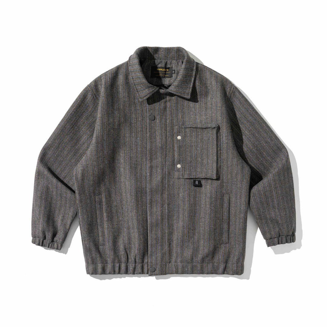 Unisex Strukturierter Overshirt‑Blouson aus gewobener Wollmischung mit Druckknopf‑Front Nord Taschen