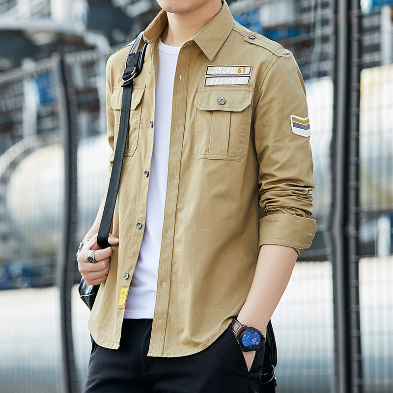 Herren Overshirt im Military-Utility-Stil mit Schulterpatten, Brustklappen und leichtem Baumwollmix Nord Taschen