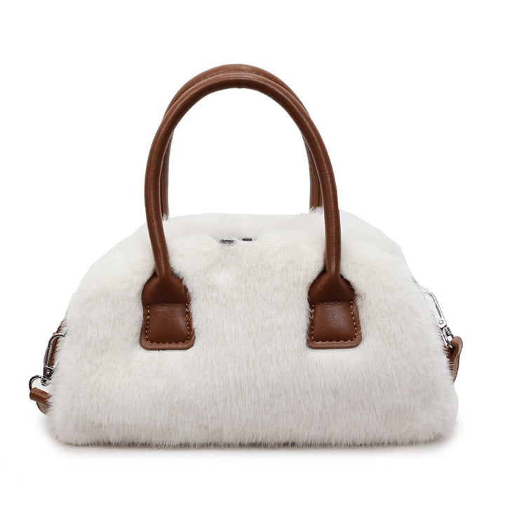 Damenhandtasche aus weichem Kunstfell mit abnehmbarem Schulterriemen Nord Taschen