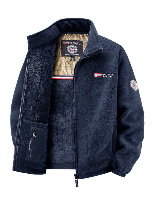 Damen Thermo-Fleecejacke mit wärmendem Teddyfutter, Stehkragen und Reißverschlusstaschen Nord Taschen