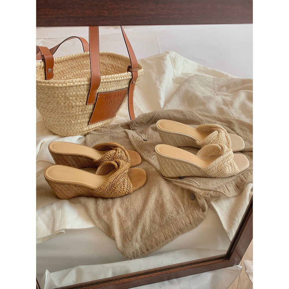 Damen Keil-Sandalen mit geflochtener Vorderpartie Nord Taschen