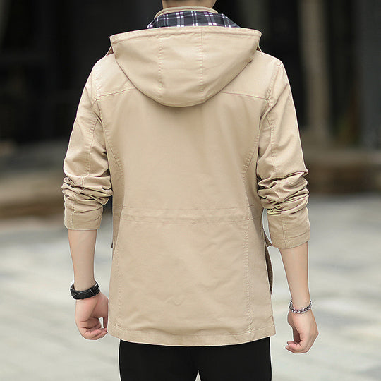 Herren leichter Canvas-Parka im Field-Style mit Kapuze und Multifunktions-Taschen Nord Taschen