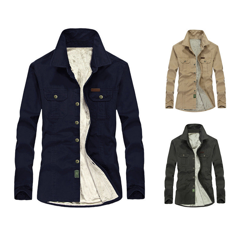 Herren Leicht gefütterte Canvas-Worker-Hemdjacke mit Brustpattentaschen Nord Taschen