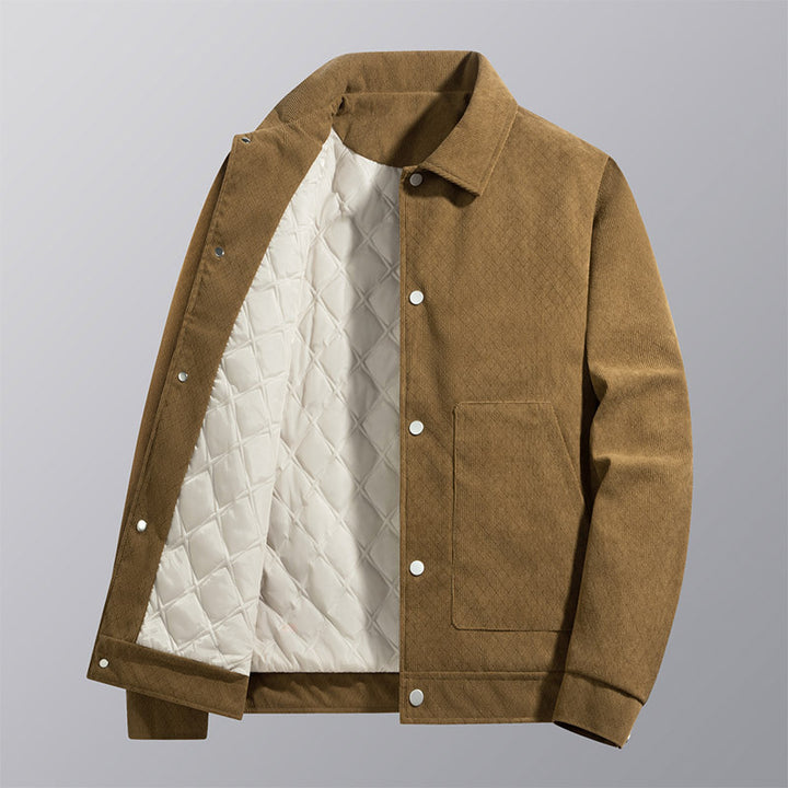 Men's  quilted-lined corduroy overshirt jacket with snap front and patch pockets Nord Taschen