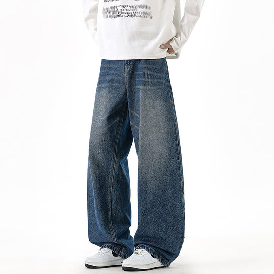 Herren Relaxed Wide‑Leg Denimhose mit extra weitem Bein und Vintage-Fade Nord Taschen