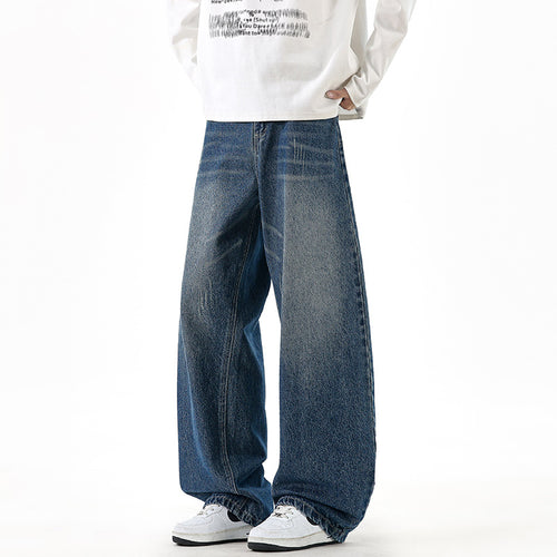 Herren Relaxed Wide‑Leg Denimhose mit extra weitem Bein und Vintage-Fade Nord Taschen