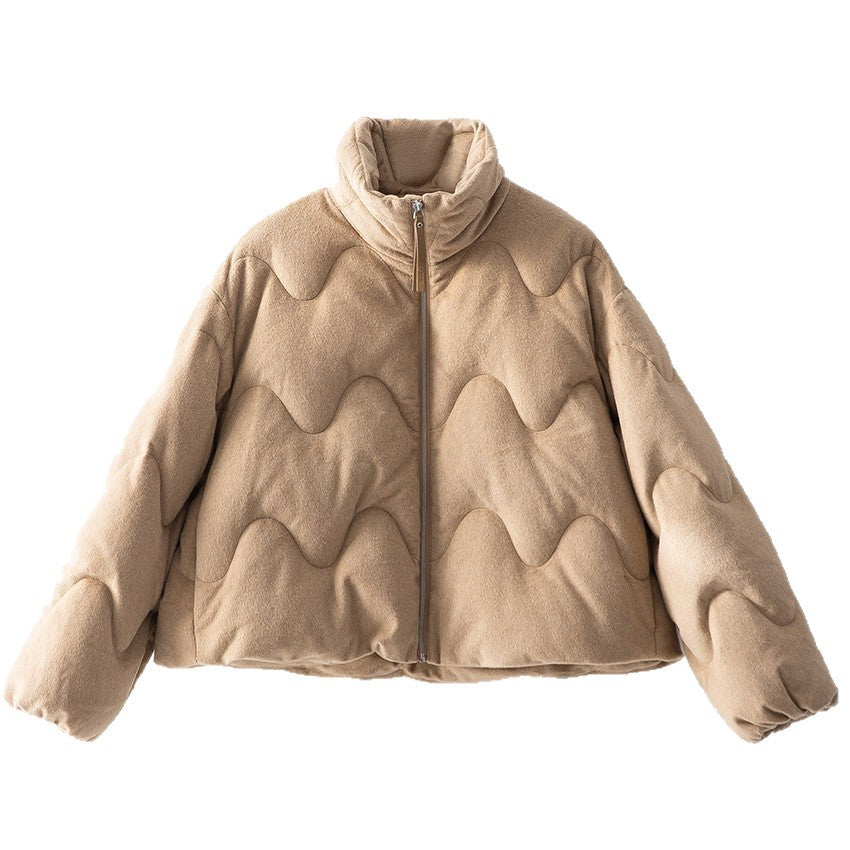 Damen Kurze gesteppte Jacke mit Wellensteppung, hohem Stehkragen und Boxy-Silhouette Nord Taschen