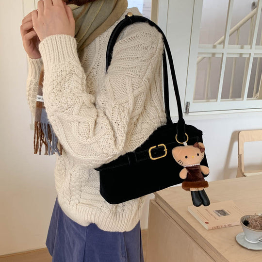 Damen Handtasche aus luxuriösem Veloursleder mit verstellbarem Schulterriemen Nord Taschen