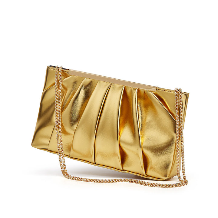 Damen Clutch mit elegantem Faltendesign und feiner Kettenapplikation Nord Taschen