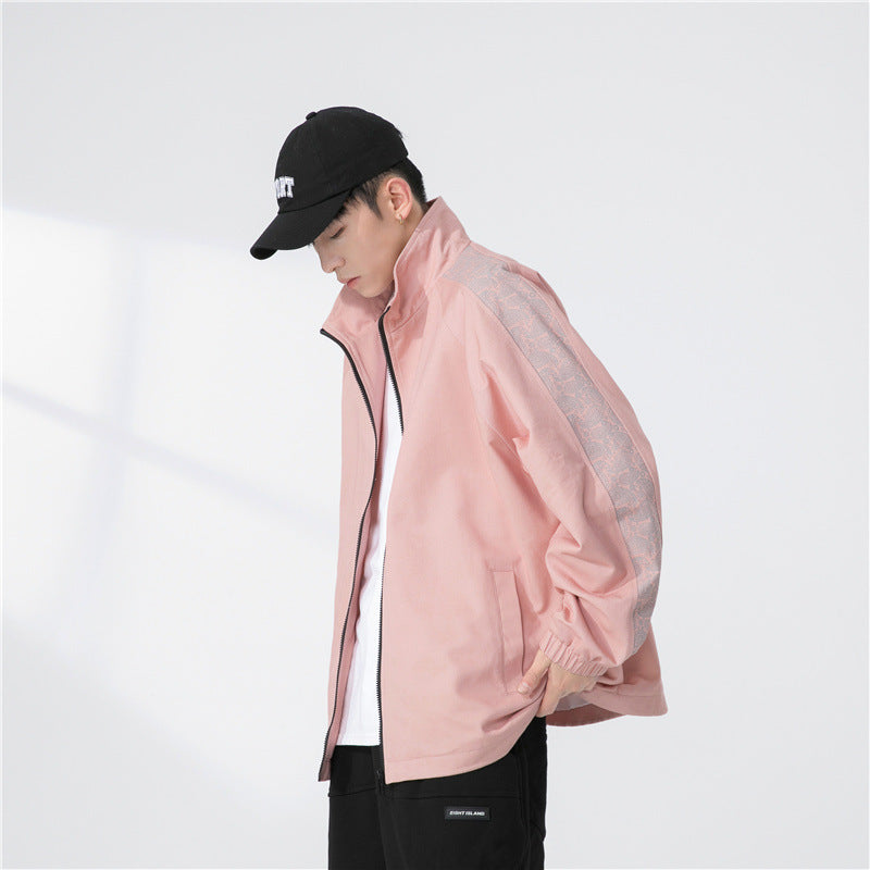 Herren Oversize Übergangsjacke mit Raglanärmeln, Stehkragen und elastischen Bündchen Nord Taschen