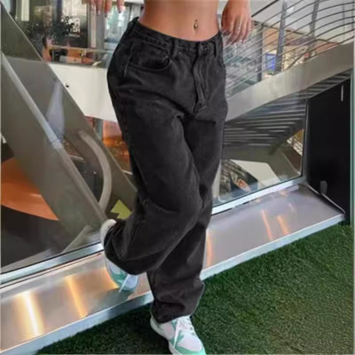 Damen relaxed-fit Baggy-Jeans mit hoher Taille und tiefem Schritt Nord Taschen