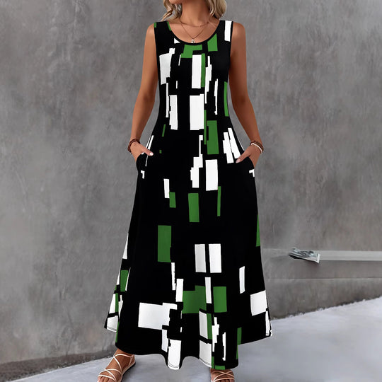 Damen Maxikleid mit buntem Grafikdesign