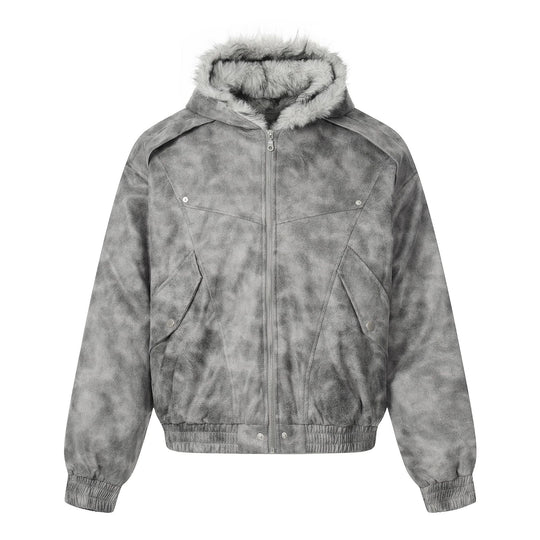Damen Kurzblouson im Vintage‑Wildlederlook mit Kapuze und Teddyfutter Nord Taschen