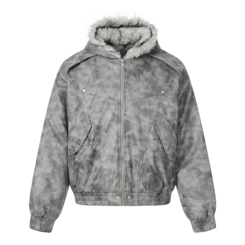 Damen Kurzblouson im Vintage‑Wildlederlook mit Kapuze und Teddyfutter Nord Taschen