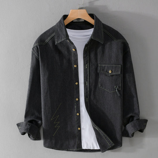 Herren Relaxed-Overshirt aus Baumwoll-Twill mit aufgesetzter Brusttasche Nord Taschen