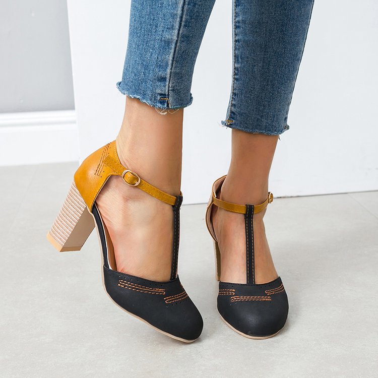 Damen Blockabsatz-Pumps mit elegantem Riemen und modischem Design