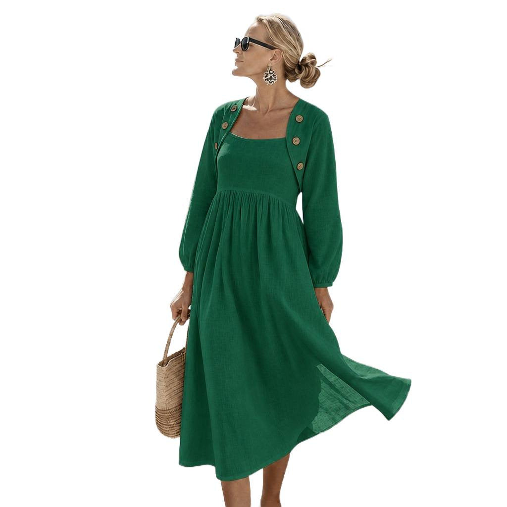 Damen Midikleid mit eckigem Ausschnitt, geraffter Taille und passendem Bolero-Jäckchen Nord Taschen