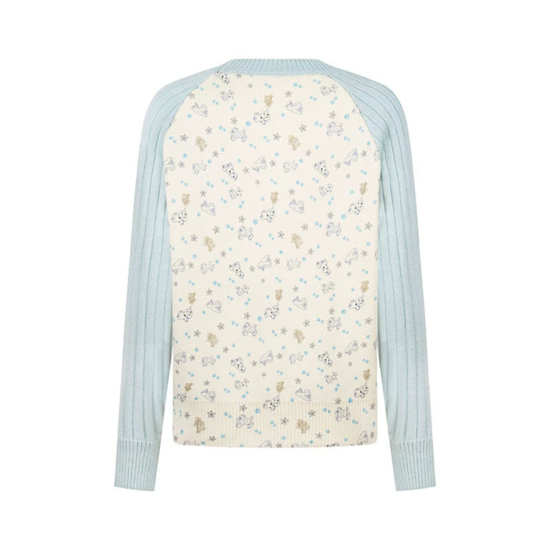 Damen Feinstrick-Pullover mit Applikations-Statement, gerippten Raglanärmeln und Mini-Print Nord Taschen