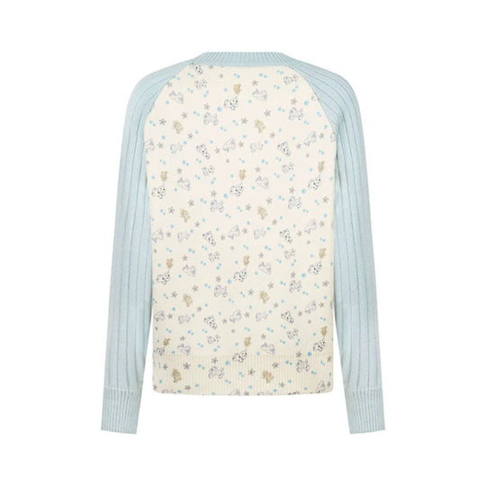 Damen Feinstrick-Pullover mit Applikations-Statement, gerippten Raglanärmeln und Mini-Print Nord Taschen