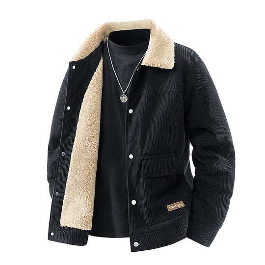 Herren Lässige Cordjacke mit Teddyfutter Nord Taschen